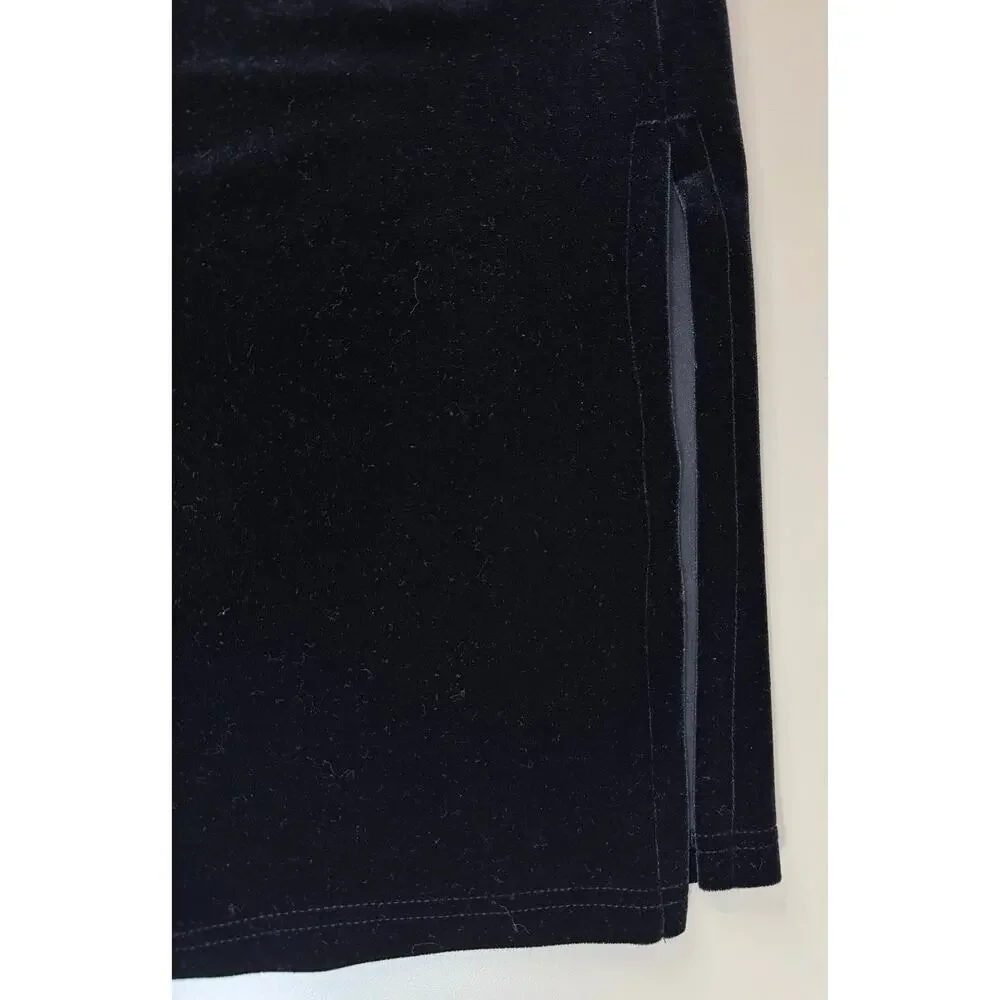 Vintage 90s Y2K Black Velvet Maxi XL Skirt Spooky Halloween Witchy WhimsyGoth - Picture 2 of 9